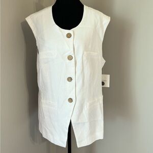 NWT Ellen Tracy Cream Sleeveless Top 25% linen